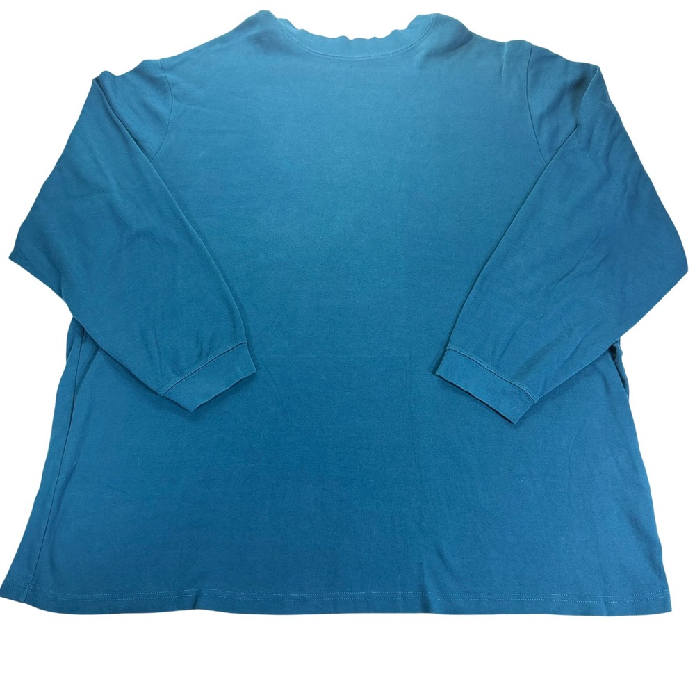 KingSize Mens 4XL Tall Teal Long Sleeve 100% Cotton Crewneck T-Shirt